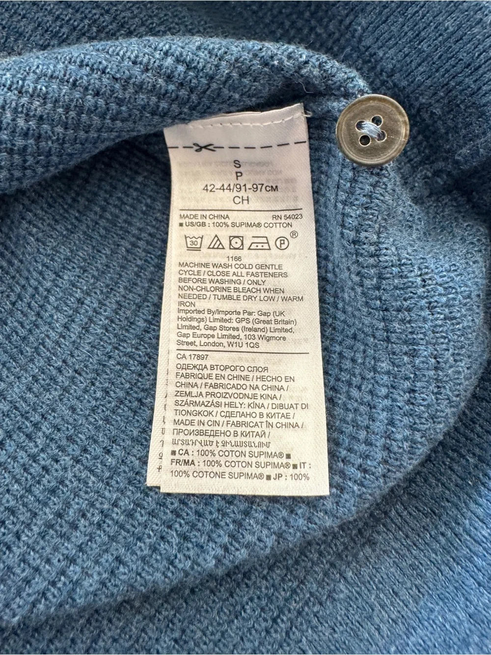 Banana Republic Men’s Light Blue Crewneck Henley Sweater size small